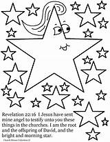 Coloring Pages Star Stars Printable Revelation Jesus Morning Bright Moon Sheets Small Kids Unity Drawing North Hearts Color Print Falling sketch template