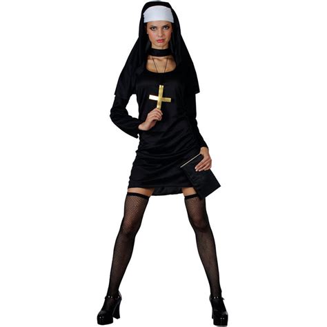teen size new sexy nun role play hen night fancy dress costume black xs
