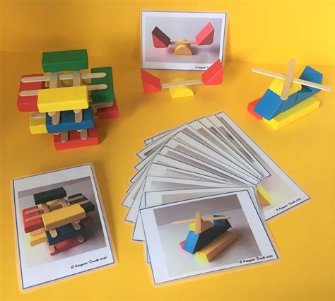 wooden block popsicle stick building challenge cards  pre  kindergarten   card