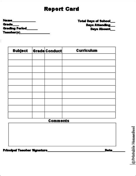 homeschool report card template middle school professional sample