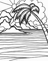 Sunset Ocean Isola Tornado Wyspa Adulti Coloringpagesonly sketch template