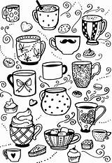 Cups Colouring Mugs Socks Warm Books sketch template