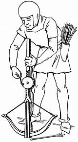 Coloring Medieval Crossbow Weapons Clipart Arbalest Crossbowman Pages Middle Cocking Man Ages Drawing Archer Preparing Military Svg Crossbowmen Warrior Loading sketch template