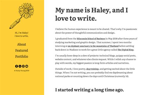 designed  built   writing portfolio haley young