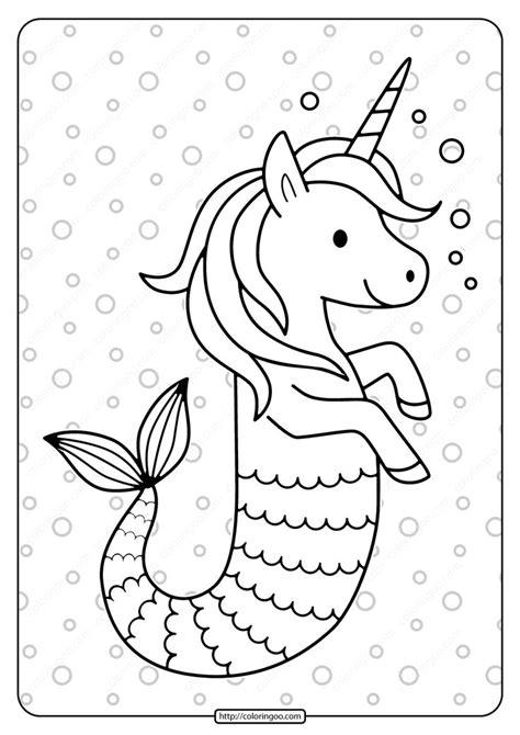 printable unicorn seahorse  coloring page high quality