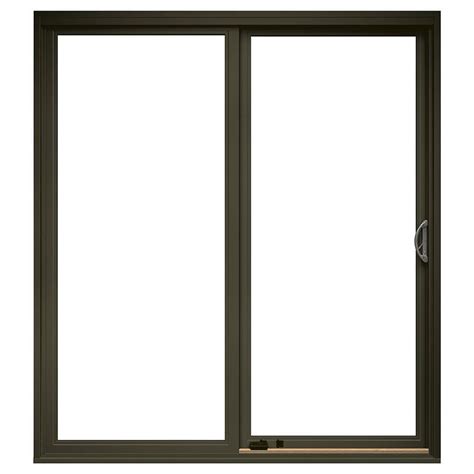 pella impervia clear glass brown fiberglass  hand double door sliding patio door