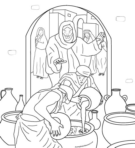 sunday school coloring page  wedding  cana bible crafts jesus