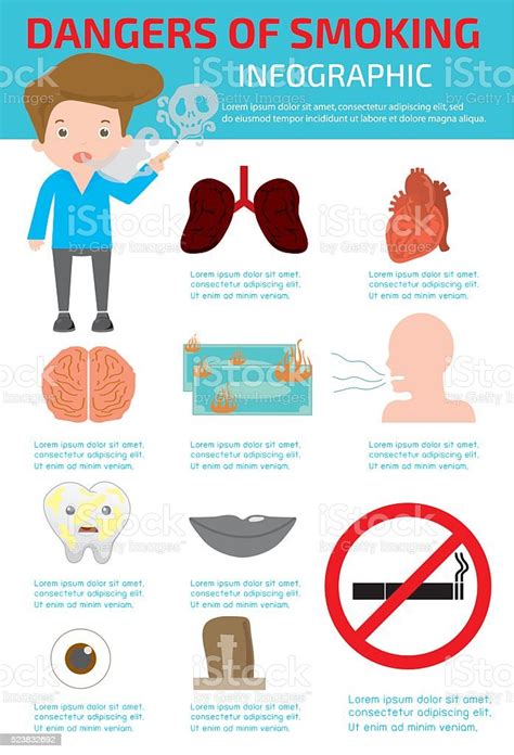 dangers of smoking vector infographic elements stock illustration
