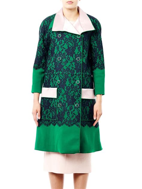 lyst erdem fleur lace evening coat in green
