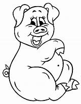 Pig Coloring Pages Kids Cartoon Printable Colouring Cute sketch template
