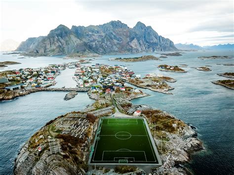 soccer field carved  norwegian bedrock avontuura