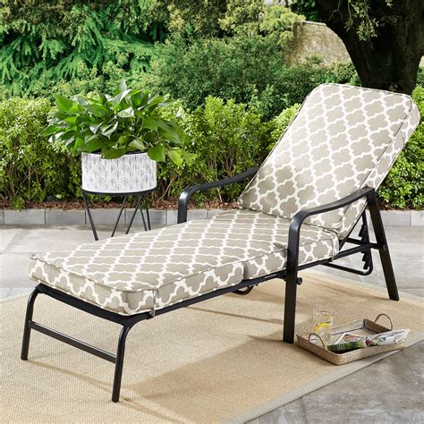 mainstays cabot grove outdoor chaise lounge  graywhite cushions