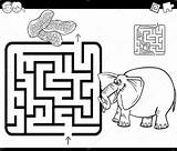 Maze Elephant sketch template
