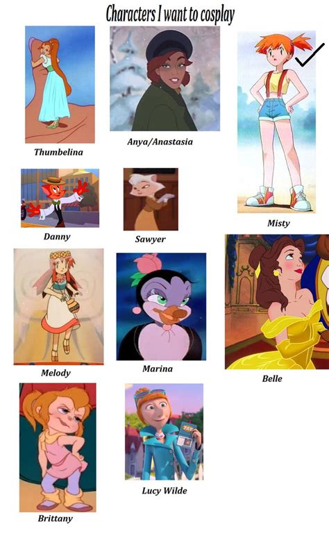 characters i want to cosplay updated by rogersgirlrabbit on deviantart