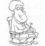 Knitting Granny Rocking Chair Cartoon Coloring Outline Grandma Vector Pages Leishman Ron Royalty Clipart Getcolorings Color Grandmas Birthday sketch template