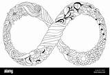 Infinity Coloring Pages Symbol Sign Eternal Adult Life Zentangle Vector Zentangled Ornamental Styled Object Drawn Alamy Hand sketch template