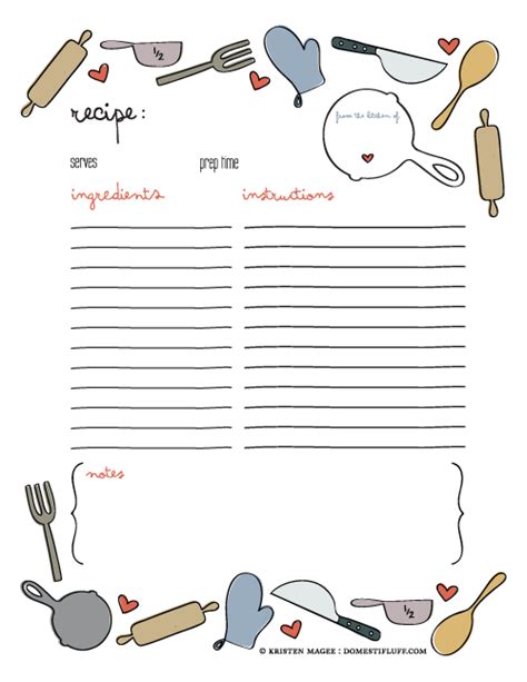 crafty  lucky  printable recipe page