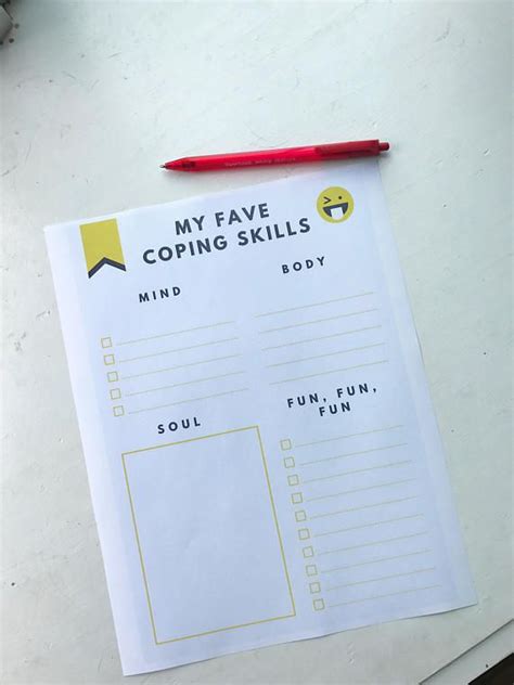 fave coping skills printable worksheet etsy coping skills