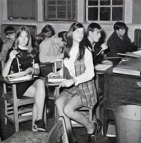 Mini Skirt In School With Male Teacher Of The 1970s