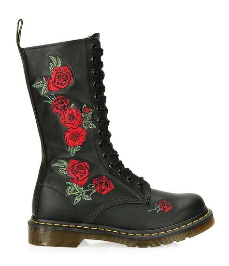 vonda  martens rose embroidered boots docmartensstyle boots embroidered boots kids brown