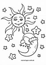 Mond Sonne Ausmalen sketch template
