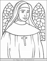 Nun Coloring Sister Religious Catholic Pages Kids Thecatholickid Catherine Halloween Adult Siena sketch template