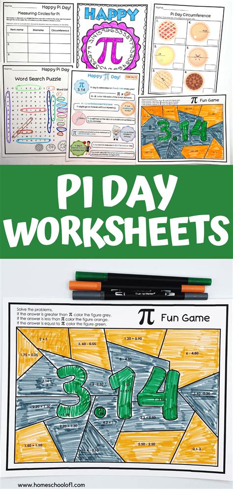 pi day activities  printable worksheets