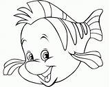 Coloring Pages Mermaid Little Flounder Fish sketch template