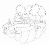 Island Floating Coloring Designlooter Lineart F2u 1100px 06kb 1200 sketch template