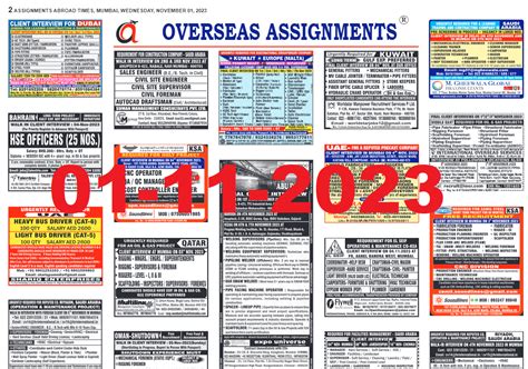 Assignment Abroad Times Pdf Today Urgent Required For Dubai