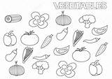 Vegetables Drawn Coloring Hand Set Stock Depositphotos sketch template