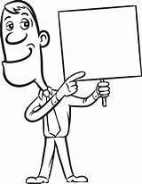 Businessman Whiteboard Pointing Lavagna Fumetto Indica Dito Affari Illustrazione sketch template