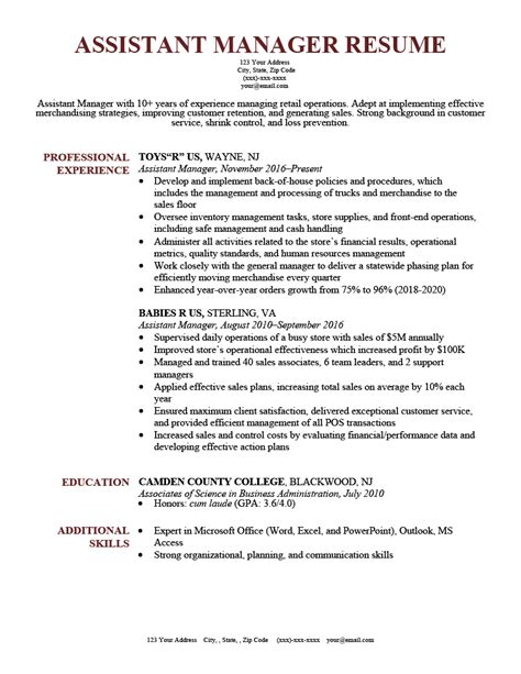 assistant manager job description  resume lacucinadiwanesia
