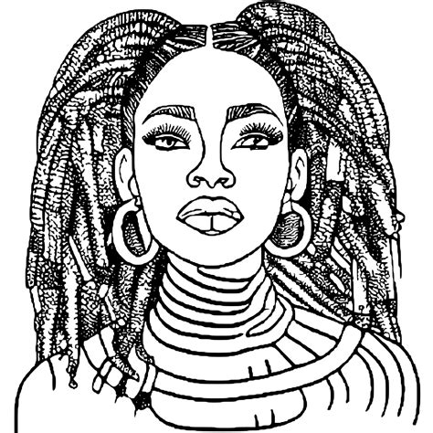 coloring page young beautiful black women  braids afro hair styles
