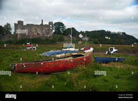 laugharne castle stock photo alamy