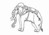 Thai Elephant Traditional sketch template