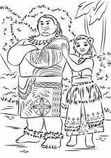 Moana Coloring Print Kids Pages Color Tui Chief Disney sketch template