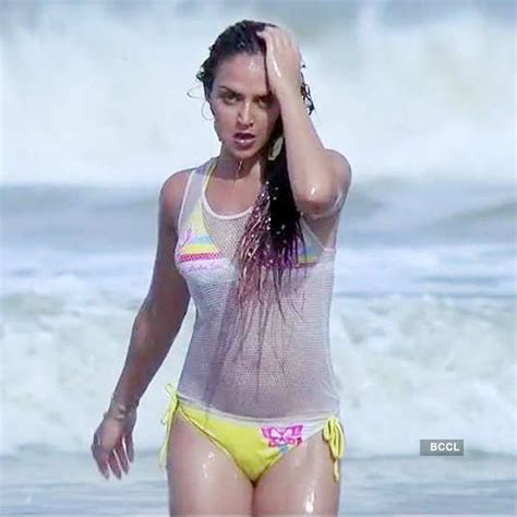 esha deol in sexy yellow bikini exposing her sexy body on beach in her