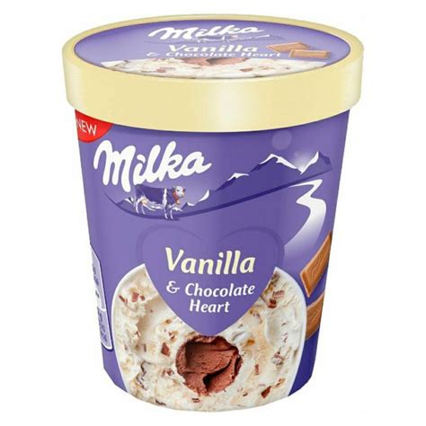 milka vanilla  chocolate heart ice cream organizacao da geladeira