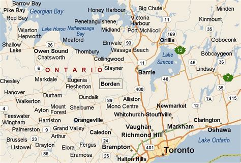 borden ontario  area map