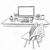 Computer Desk Drawing Table Doodle Getdrawings Drawn Hand Style Workplace sketch template