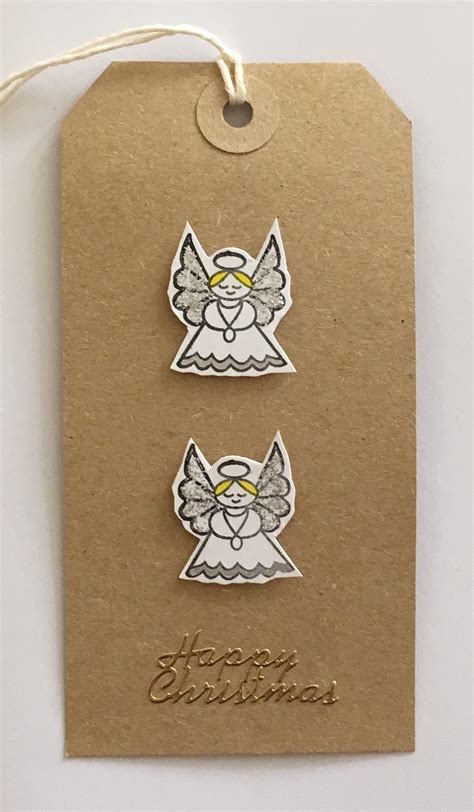 christmas angel stickers   brown card