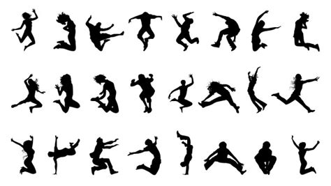 Jumping People Silhouettes Set Free Psd Files