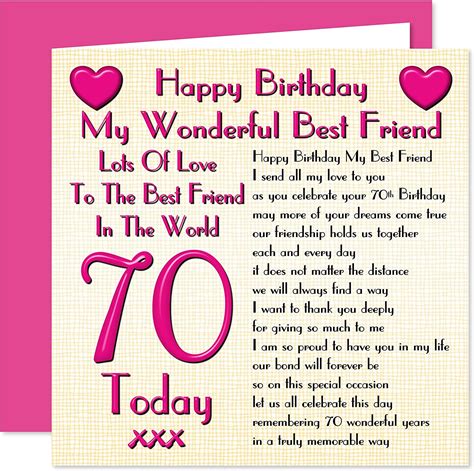 Best Friend 70th Happy Birthday Card Lots Of Love To The Best Friend