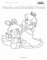 Coloring Peach Rabbid Rabbids Pages Nintendo Super Raving Template sketch template