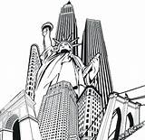 Coloring York City Pages Skyline Buildings Trade Center Printable Statue Chicago Ny Adult Color Liberty Books Result Drawing Getcolorings Nyc sketch template
