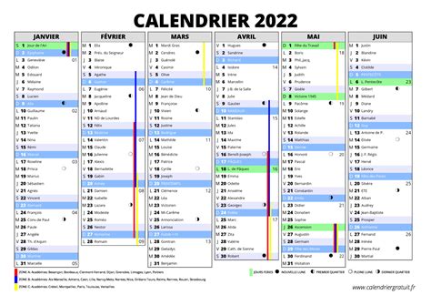 calendrier  jours feries