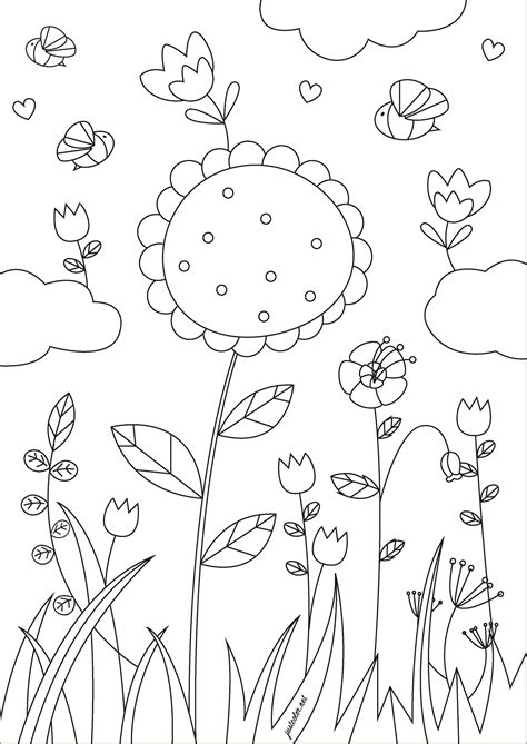 spring flowers flowers adult coloring pages