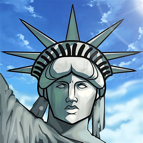 statue  liberty drawing outline clipartsco