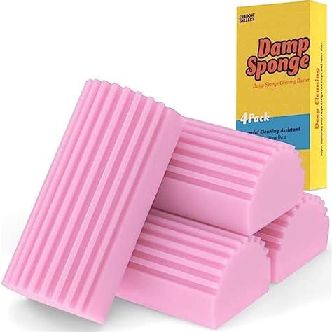 4 Pack Damp Clean Duster Sponge Magic Dust Cleaning